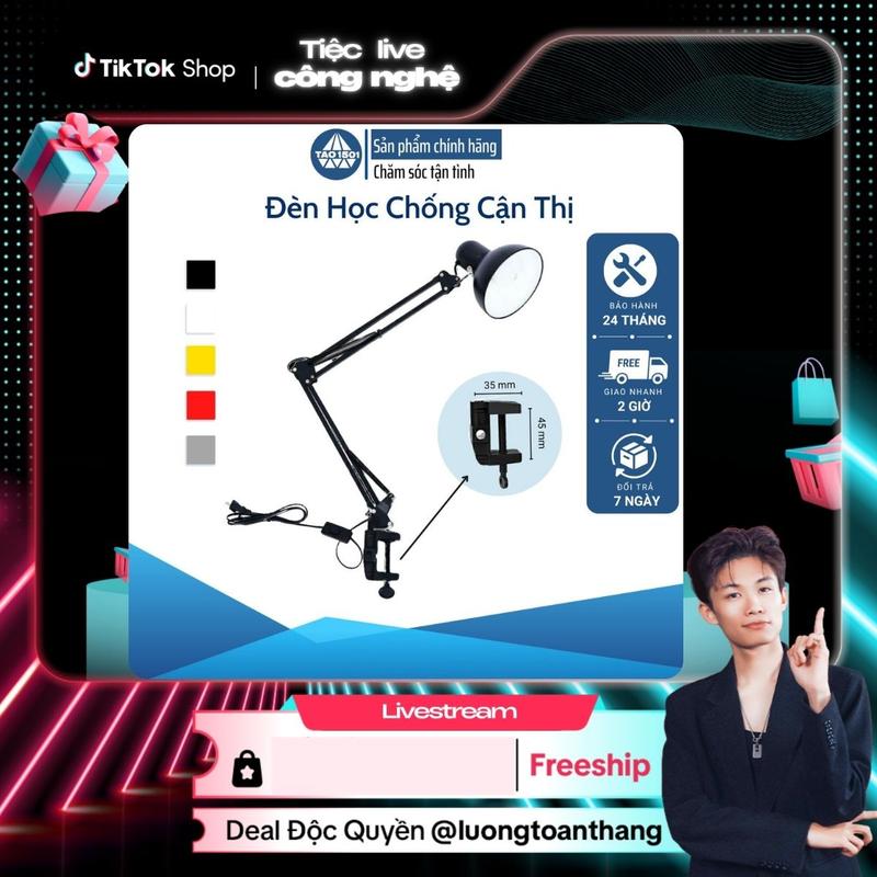 [Deal Độc Quyền Lương Toàn Thắng] TAO1501 Đèn Học Kẹp Bàn Đọc Sách Làm Việc TAO1501 Bóng LED Chống Cận Thông Minh Đổi Màu 3 Chế Độ Tăng Giảm Độ Sáng Bằng Điều Khiển Bảo Hành 24 Tháng Giao Hàng Nhanh 2 Giờ Đổi Trả 7 Ngày