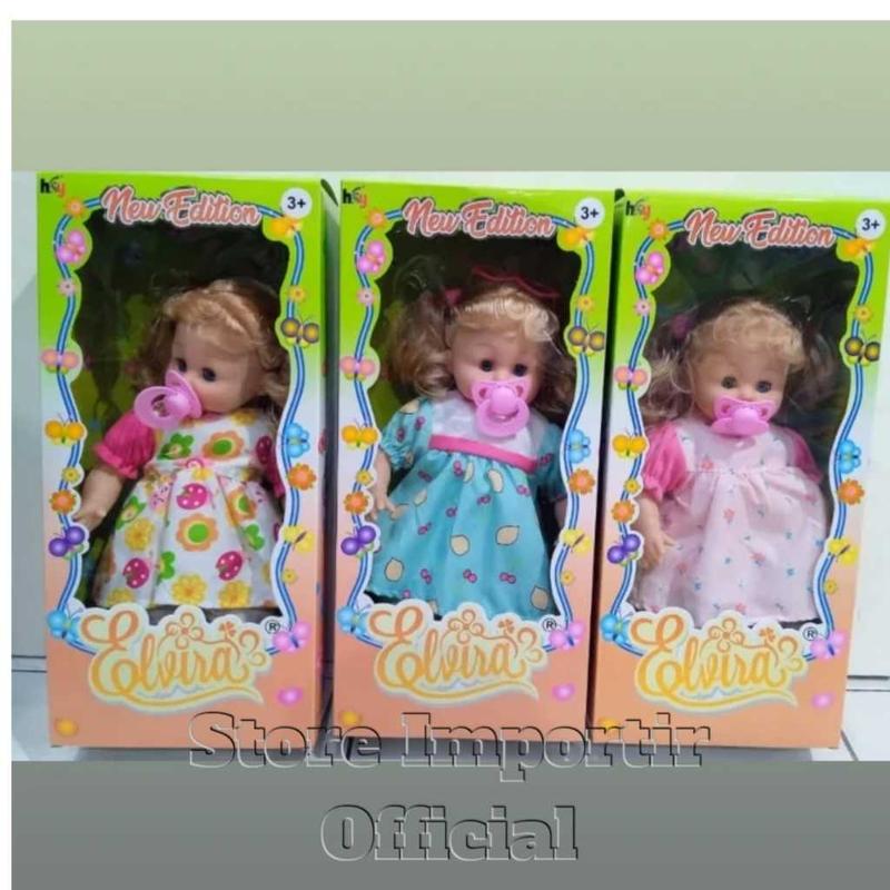 Mainan Boneka Elvira 638 S Plus Empeng Bisa Nangis Dan Bisa Bicara Mama Papa Lucu | Mainan Anak Perempuan Bisa Tertawa Mata Bisa Merem Melek | Mainan Boneka Bayi Pakai Baterai AA2 Kemasan Kardus Bahan Berkualitas 5