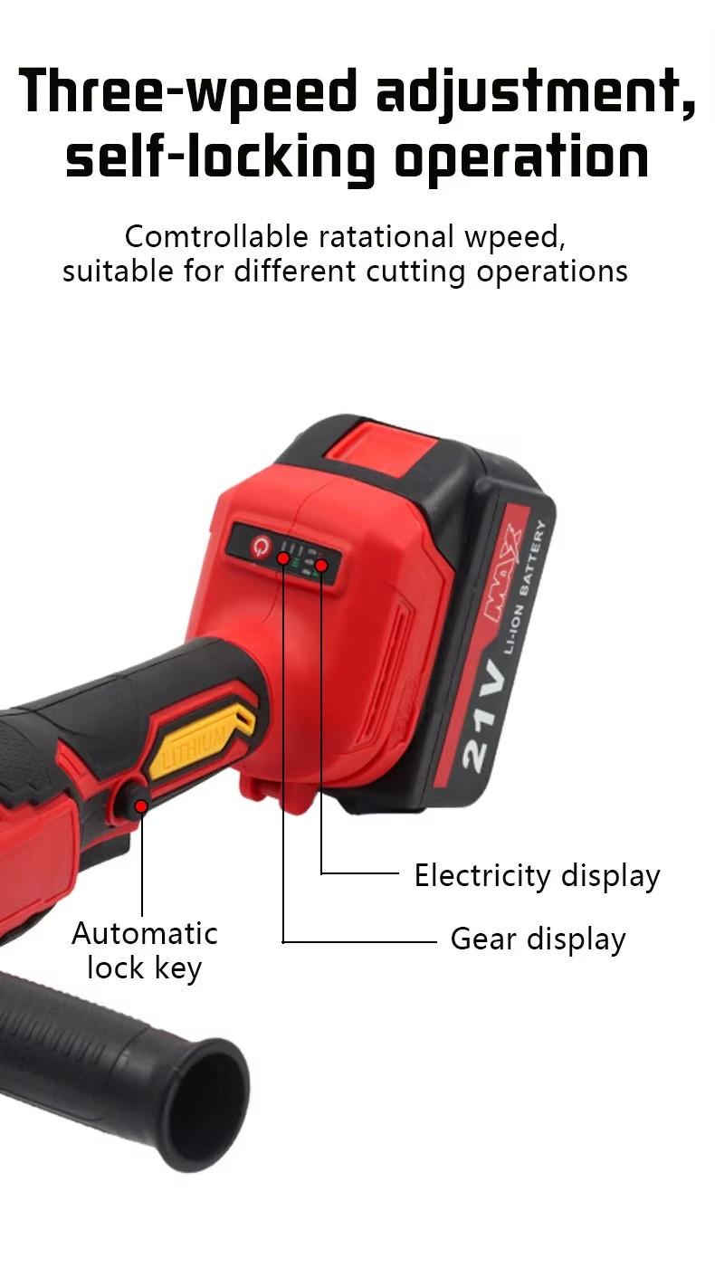 Product Introduction of 21VMakita style Cordless Brushless Angle Grinder Multi-functional Handheld Polishing Sanding High-speed Cutting Grinding Machine 9