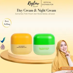 Reglow Whitening Intensive Cream Paket 2 Pcs Cream Siang dan Malam  Hyaluronic  Acid   Flek Hitam Pencerah Original by dr.Shindy Perawatan Kulit  Kusam Untuk  Mencerahkan Wajah