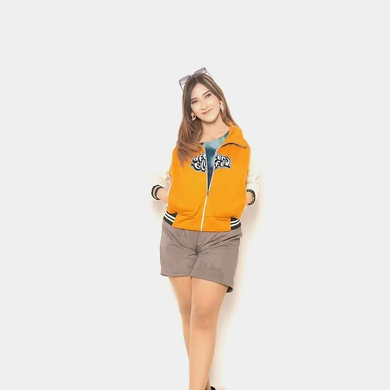 Jaket Varsity Zipper Crop After Life Bordir Premium Quality Wanita Tebal 6
