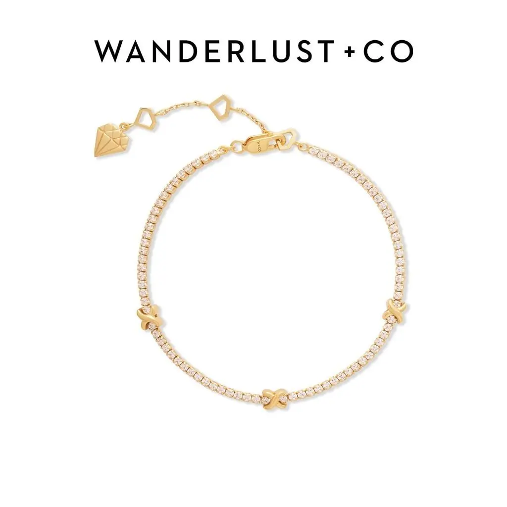 Wanderlust + Co Pave 14K Gold Vermeil Petite Tennis Bracelet Gold Plated Sterling Silver Hypoallergenic Jewelry Shower-safe