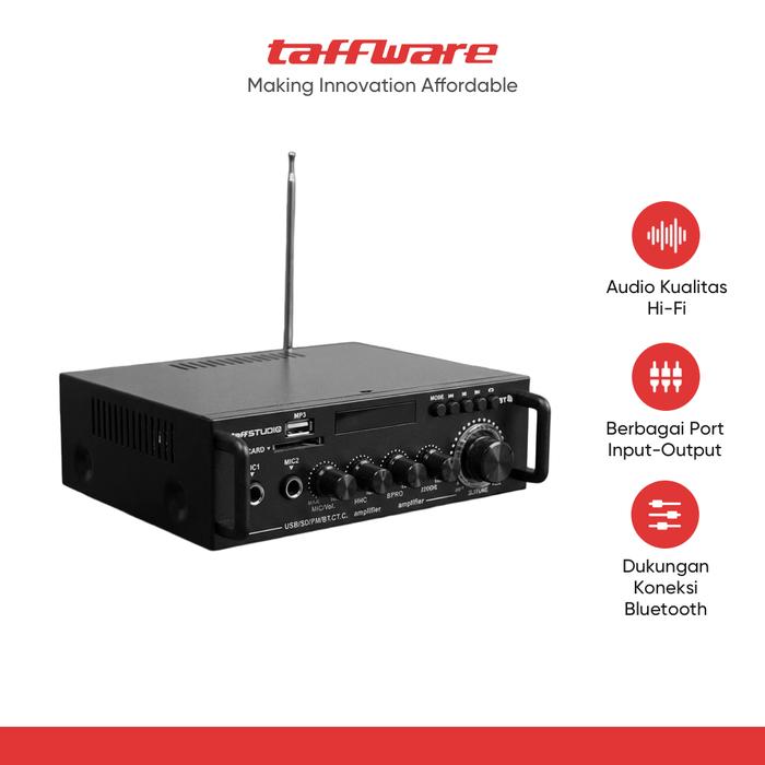 Gambar TaffSTUDIO Audio Amplifier Bluetooth Dual Channel with Remote - BT-198PRO dari Taffware Official Store Kota Administrasi Jakarta Barat Tokopedia