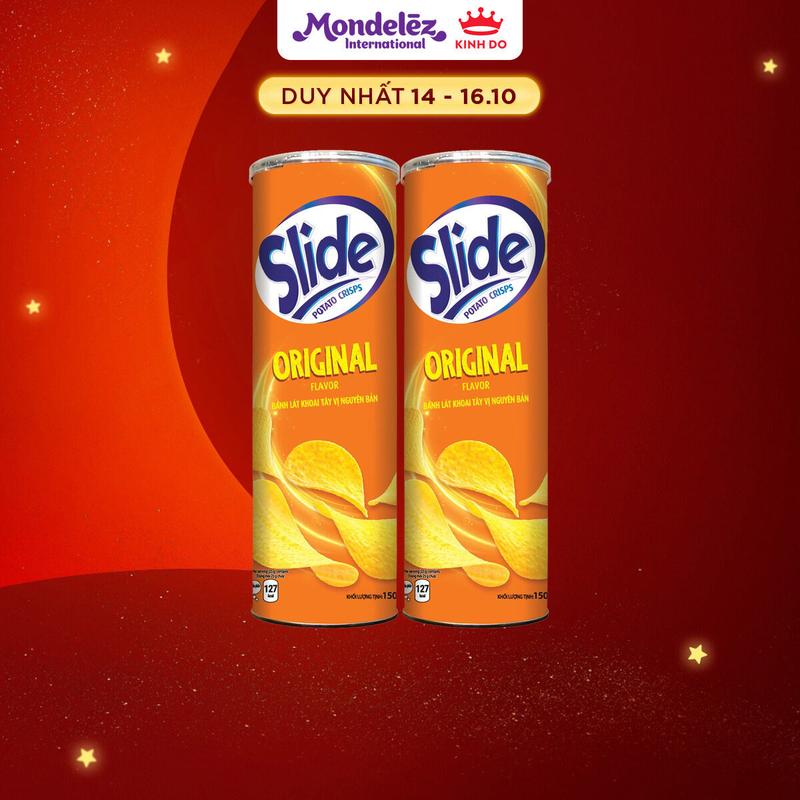 Combo 2 Hộp Bánh Lát Snack Khoai Tây Slide, Lon 145g