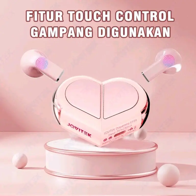 New Design Two Ways Model Earphone Headset Bluetooth Ep39 Loves Heart Pink Touch Control Hi-Fi Sound Headphone 7