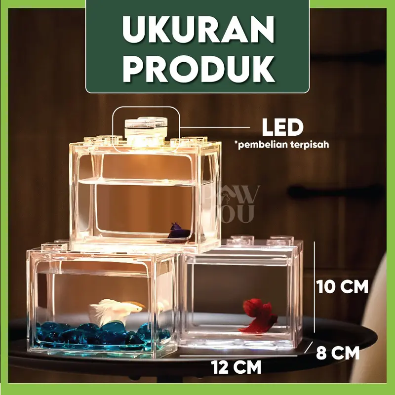 Lampu Mini Aquarium Akrilik LED Tahan Air Dekorasi Ikan Hias Kecil 1