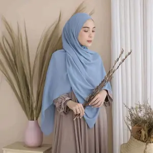 Hijab Pashmina Ceruty bobydoll premium 75x175 cm jahit tepi.Hijab pashmina