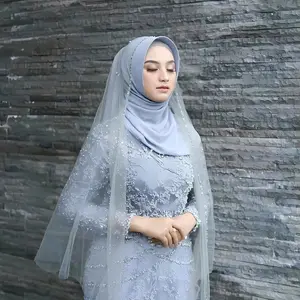 Slayer veil pengantin mutiara/hijab pengantin elegan/kerudung pengantin/veil pengantin/slayer akad Mewah Pesta