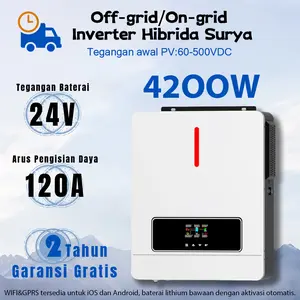 Solstellar 4.2KW 24V Solar Hybrid Inverter 230Vac Pure Sine Wave Inverter Bulit in 120A MPPT Solar Charger Controller PV Input Max 60-500Voc Support Lifepo4 Battery