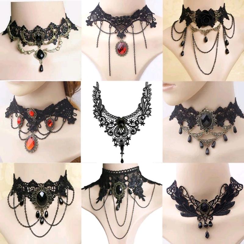 Aksesoris Kalung Lace Resin Vintage Gaya Retro Elegan - Model Terbaru 2