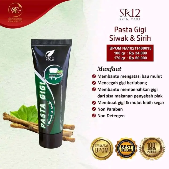 Pasta Gigi SR12 Herbal| Pasta Gigi Charcoal & Siwak & Sirih 3