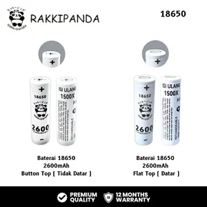 RakkiPanda Baterai Rechargeable 18650 Flat Top & Button Top 2600mAh