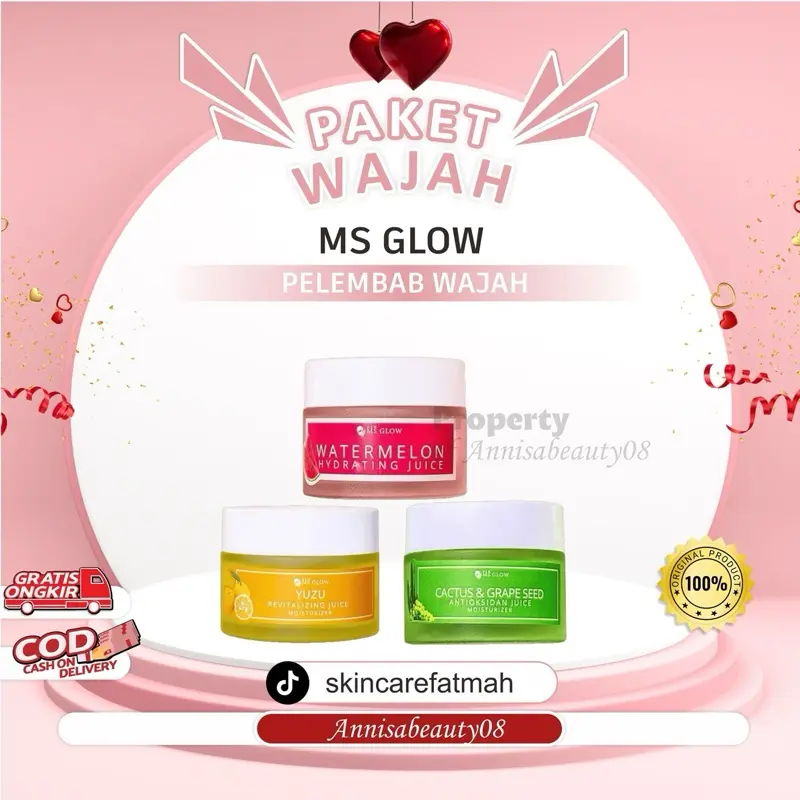 Moisturizer Msglow - Perawatan Pelembab Muka untuk Kulit Lebih Cerah - Berjerawat, Wajah, Mencerahkan, Hitam