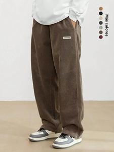 Pantalones unisex sueltos de color sólido con parches y cintura con cordón, atuendos de verano 2024, pantalones casuales y cómodos de pierna recta para hombre, pantalones de moda para uso diario