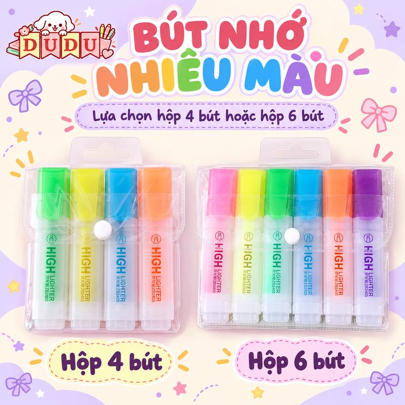 Bộ 6 bút đánh dấu nhiều màu (highlight), thân vỏ bằng nhựa tổng hợp. KT: (12*2.5)cm+/-10%, không hiệu, nsx: Shanghai StationeryInc. Mới 100% DC1
