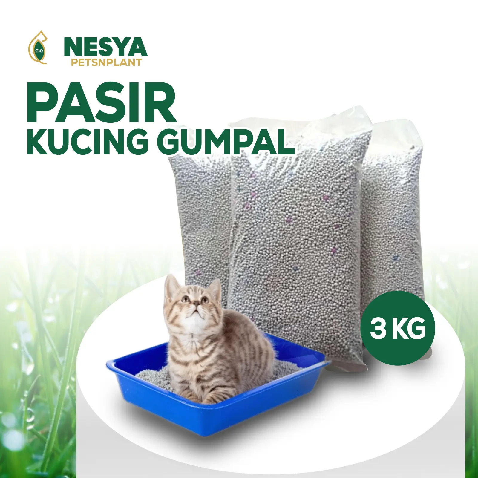 Pasir Gumpal Wangi 3 Kg Pasir Kucing Hamster Anjing