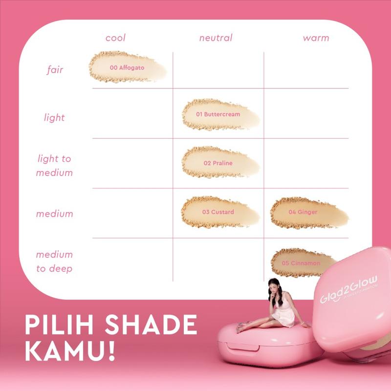 Glad2Glow G2G Perfect Blurring Powder Foundation Make Up Bedak Cushion BB Cream CC Cream 5