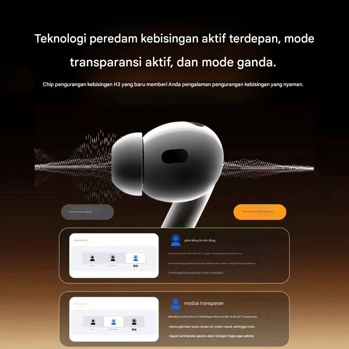 AI TWS Headphone Nirkabel Earphone Bluetooth-kompatibel 5.3 Headset Tahan Air dengan Mikrofon untuk Xiaomi iPhone Earbud