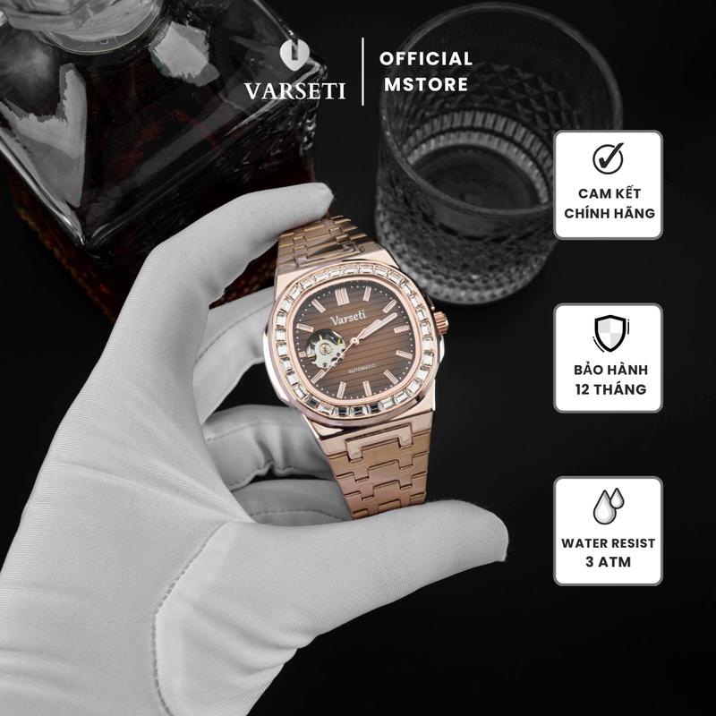[ MS STORE x  ĐÌNH TRƯỞNG ] Đồng Hồ Nam Varseti Phiên Bản Đính Đá Cao Cấp Lộ Cơ Thời Trang – M139