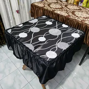 TAPLAK MEJA KAIN ZAIKAT PREMIUM RUMBAI REMPEL MEWAH 60x60x30cm