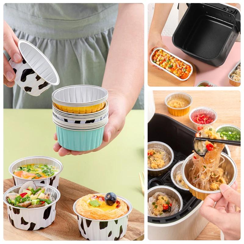 Cốc Thiếc Giấy Bạc Tái Sử Dụng, 10 Cái, Khuôn Bánh Pudding Nồi Chiên Không Dầu Hộp Giấy Thiếc Khay Nướng Nhỏ Cốc Giấy Thiếc Dụng Cụ Làm Làm Bánh Và Làm Bánh 4