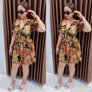 Grosir Natalia | Calista NEW Midi Dress Bahan Rayon Viscose Motif  Bunga