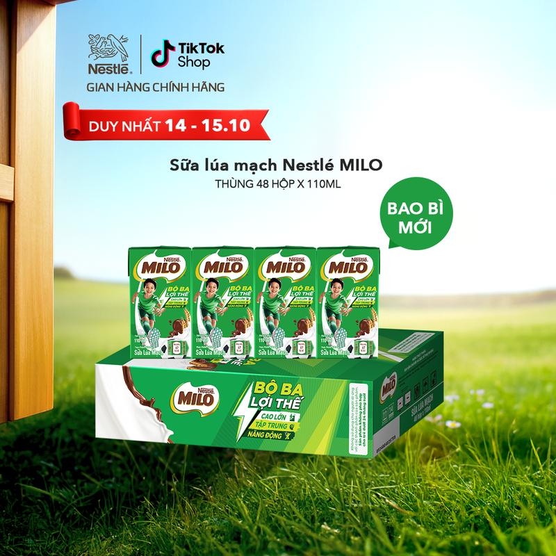 Nestlé VN Sữa lúa mạch Nestlé MILO thùng 48 hộp x 110ml-ST