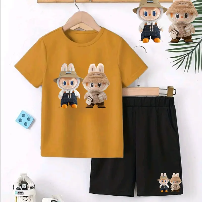 BAJU SETELAN ANAK GAMBAR BONEKA LABUBU 3