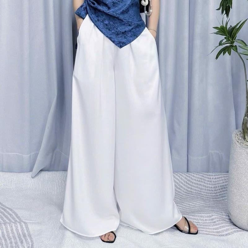 HyHy - Quần Lụa Giả Váy Ống Rộng Lưng Cao Mặc Cùng Áo Pháp Phục