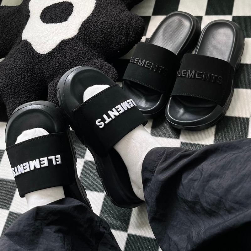 Dép Elements Silde Chunky chữ thêu nam nữ ( D-E02) - Dép quai ngang Elements nam nữ chữ thêu dế cao