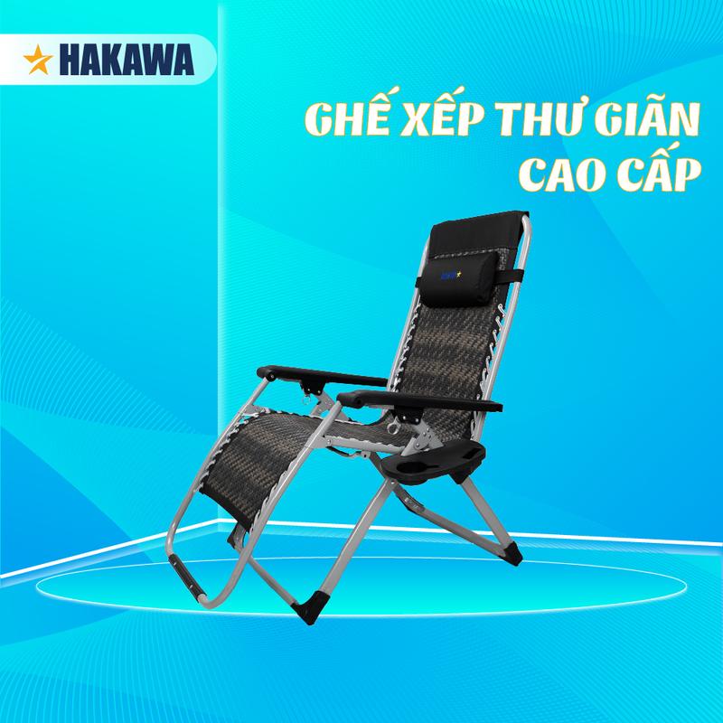 Hakawa Ghế Thư Giãn - Ghế Xếp Nằm Ngủ Cao Cấp, Chất Liệu An Toàn, Khung Sườn Thép Không Gỉ, Mặt Ghế Vải Textilen Mềm Mại