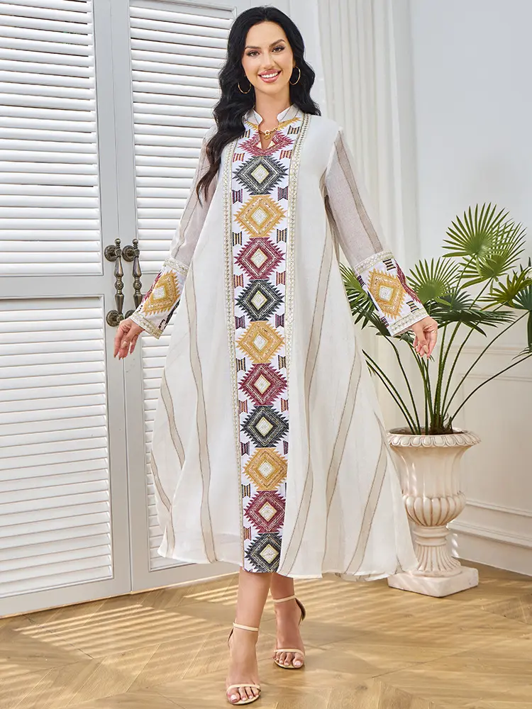 Áo Dài Abaya Hồi Giáo, Phong Cách Trung Đông, Dành Cho Nữ, Hàng Mới Về Mùa Hè, Thêu Hạt, Thích Hợp Đi Du Lịch Và Dự Tiệc, Áo Dài Tay, Dành Cho Nữ