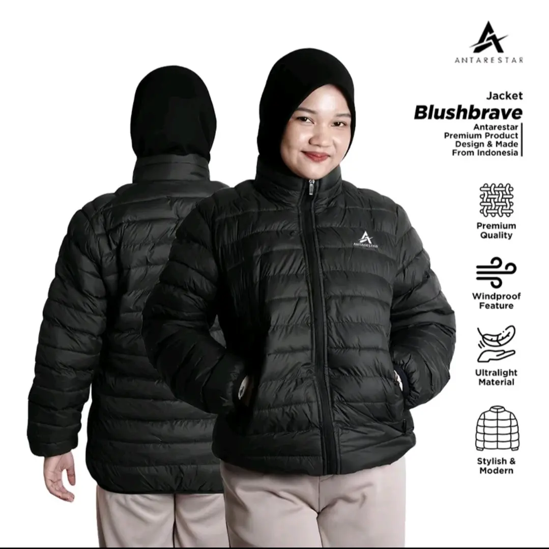 JAKET BULANG ANTARESTAR WOMEN SERIES tanpa hoodie free kacamata Sport Wanita Hitam