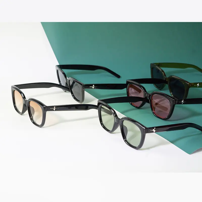 ASHER | Sunglasses Kacamata Gaya Hitam Anti UV Wanita Pria Retro Warna 1