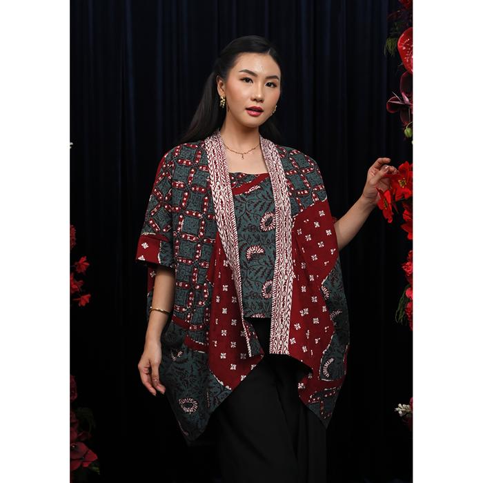 Gambar NONA RARA - Kusuma Dobi Cirebon T5051, Baju kerja batik blouse wanita modern - ALL SIZE dari Nona Rara Batik Kota Administrasi Jakarta Timur Tokopedia
