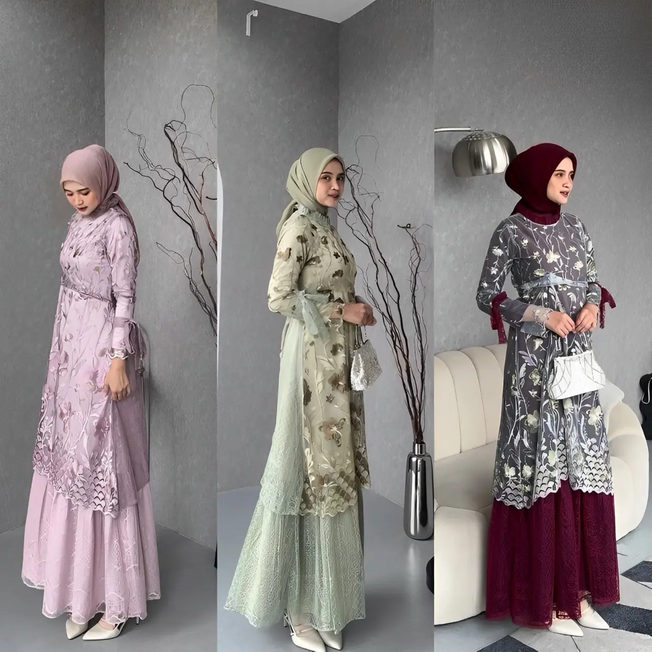 Mayleen Dress Tulle Garden Size M-XXL Jumbo Gamis Kondangan Bridesmaid Lamaran Busana Wanita Luxury Mewah Elegant Motif Bunga Busui Friendly