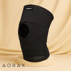 [ Aorax ] Knee Support Aolikes High Import Quality Model Bantalan Pad Berpori Anti Melorot Dilengkapi Double Strap With Samping Patella Spring Protector Lutut Kaki Activity Olahraga Unisex Type Nylon Spandeks Lateks Silk Premium Quality TWOSIDE
