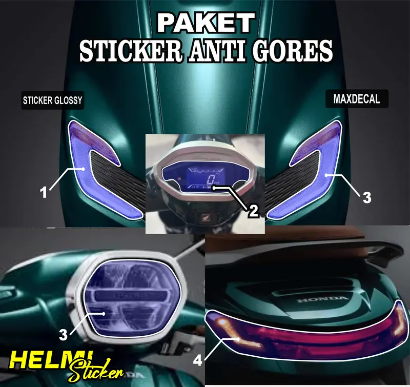PAKET STICKER TRASPARAN MIKA HONDA STYLO 160 PELINDUNG MIKA ANTI GORES  SEN LAMPU STOP LAMPU DEPAN SPIDOMEETER ANTI GORES VARIASI STIKER Motorcycle 8