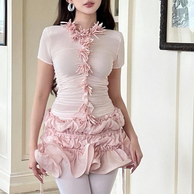 ONONMADE Fany Set Áo Kiểu Ôm Body Chân Váy Nhún