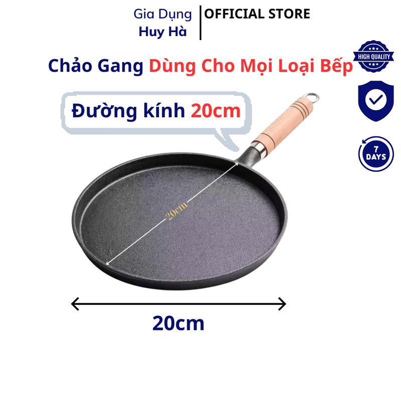 [Đường kính 20cm] Chảo Gang Làm Bánh Chống Dính, Chảo Gang Bánh Xèo, Chảo Rán Chống Dính Size 20cm Dùng Được Bếp Từ, DÙNG MỌI LOẠI BẾP