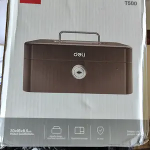 Deli Brankas Uang / Kotak Uang Besi / Kotak Emas / Cash Box 20x16x9 Penyimpanan Alat brankas