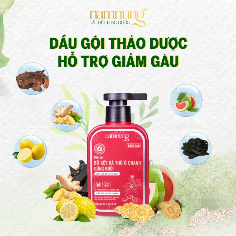 Dầu Gội Giảm Gàu Nấm Ngứa Da Đầu Thảo Dược NAMNUNG Giảm Gàu Mảng Viêm Da Đầu Không Khô Tóc 185Ml 1