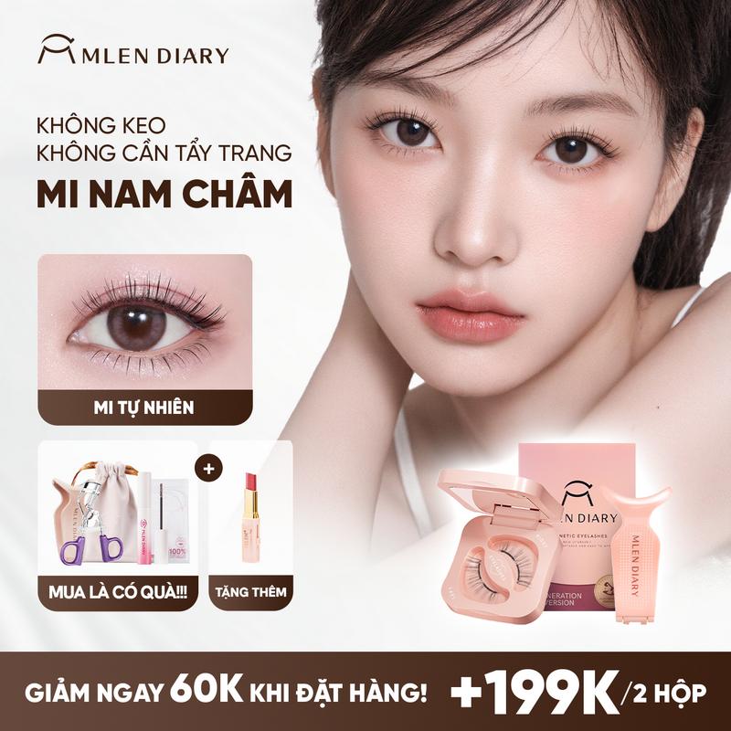 Mlen Diary - Mi Giả Nam Châm Mềm Mi Tự Nhiên Natural Eyelashes Lông Mi Giả Từ Tính An Toàn Tái Sử Dụng Chất Lượng Cao Chuyên Nghiệp Dễ Gắn Dễ Sử Dụng Tự Nhiên Và Nhẹ Nhàng