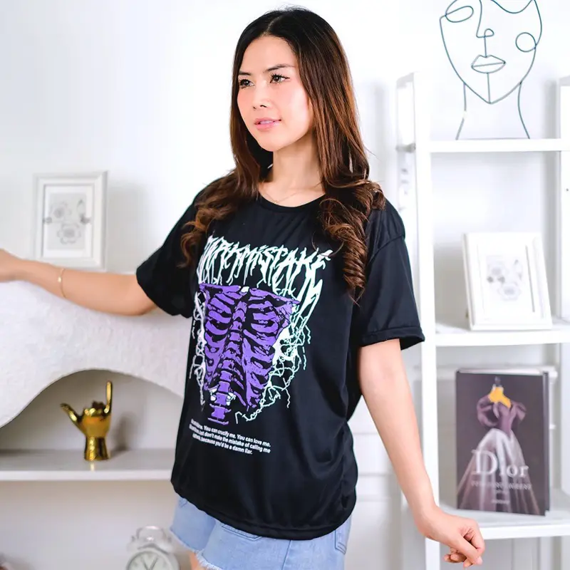 Kaos Oversize Wanita Dark Mistay (LD 106, P 63) Baju Fit Panjang T-Shirt 2