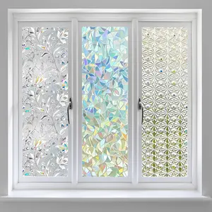 Stiker kaca jendela 3D warna warni suncatcher hologram pelangi sticker filem kaca dekorasi rumah tanpa lem system static