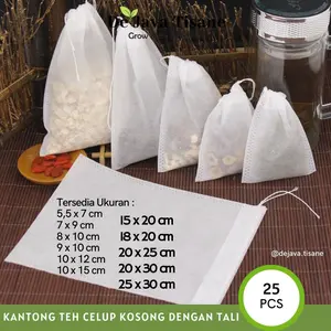Kantong Teh Kopi Celup Kosong Dengan Tali Berbagai Ukuran Putih Air Tea