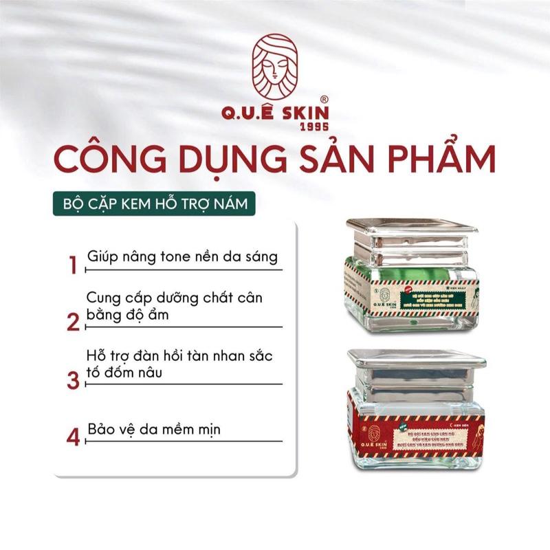 SẠM NÁM BỘ LỚN kem ngày & đêm bưởi cam vàng lô hội Quê Skin hỗ trợ dưỡng tặng gói kem kỳ 18g + 1 gói sữa rữa mặt 15g Skincare cho Tất cả các loại da Kem Face