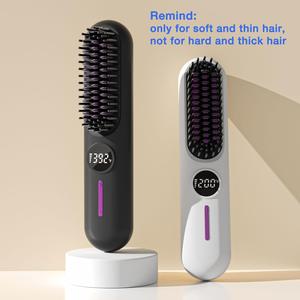 Cordless Hair Straightener, 1 Box Rechargeable Hair Straightening Comb, Lightweight Wireless Straightener, Hair Straightening Brush, Straightening Bristle, Negative Ion Hair Straightening Curling Comb, Multi-function Straightening Comb,  Gift