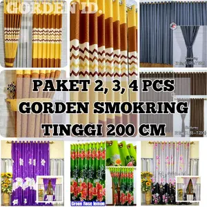 4 PCS dan 3 PCS 2 PCS PAKET HEMAT GORDEN SMOKRING PINTU DAN JENDELA MINIMALIS TINGGI 200 CM Curtain