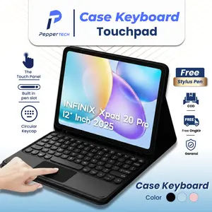 Case Keyboard Touchpad for INFINIX Xpad 20 Pro 12" Inch 2025 Wifi Casing Cover Flipcase Bluetooth Wireless Mouse Slot Pen Wireless Flip Standing Bookcover Softcase Tablet Aksesoris